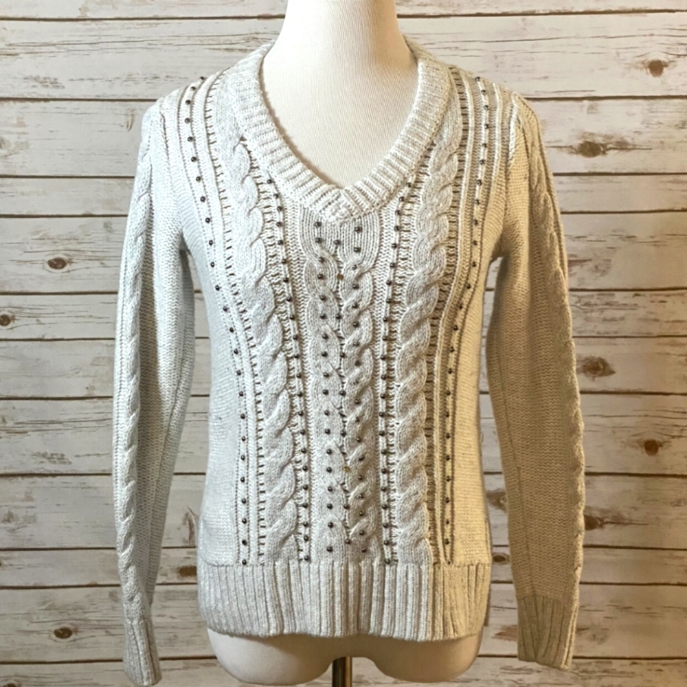 Abercrombie & Fitch Beaded Cable Knit Sweater